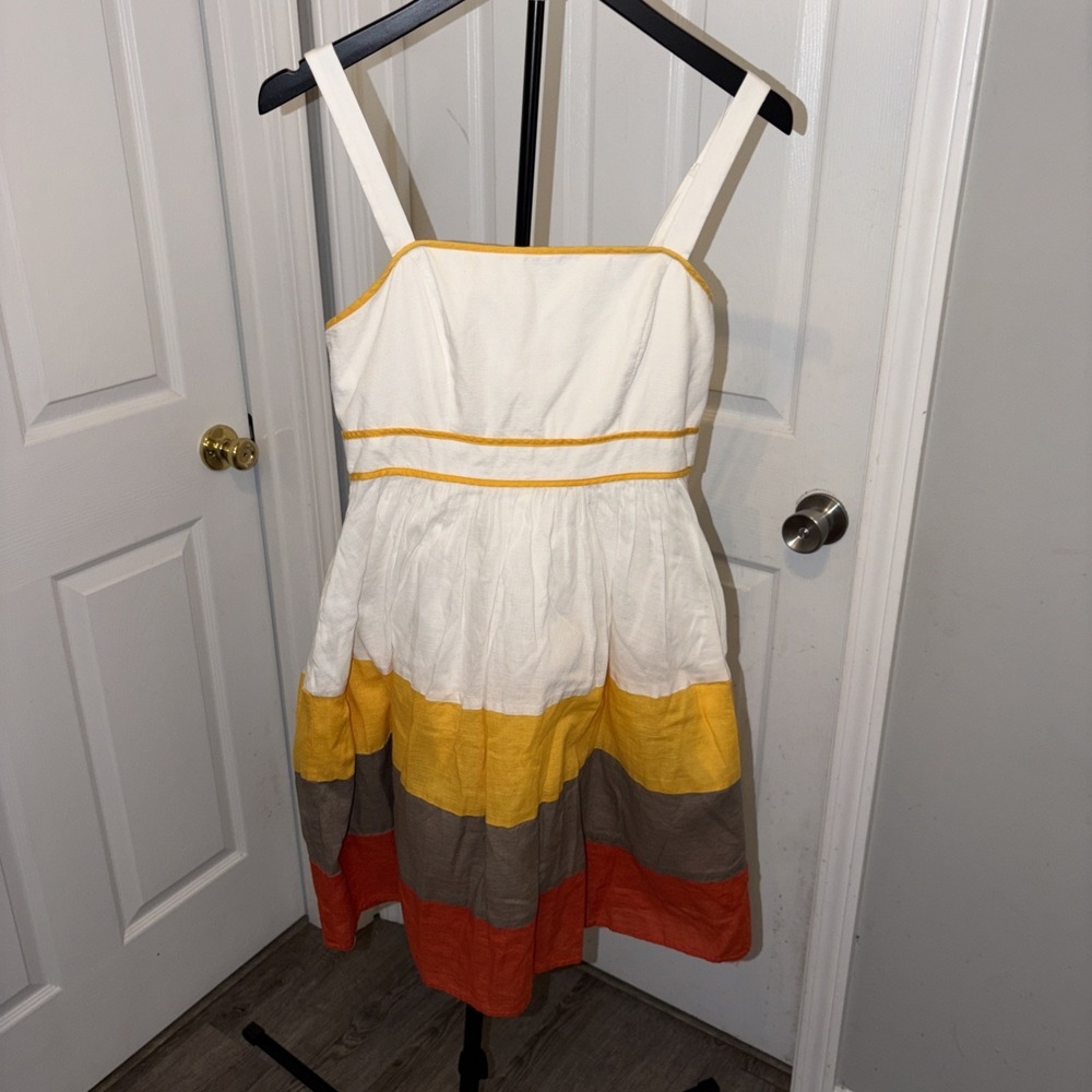 Jessica Simpson Cotton Color Block Striped Sundress‎ Boho Wide Strap Nautical 8